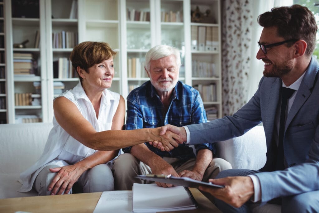 elderly couple with lawyer